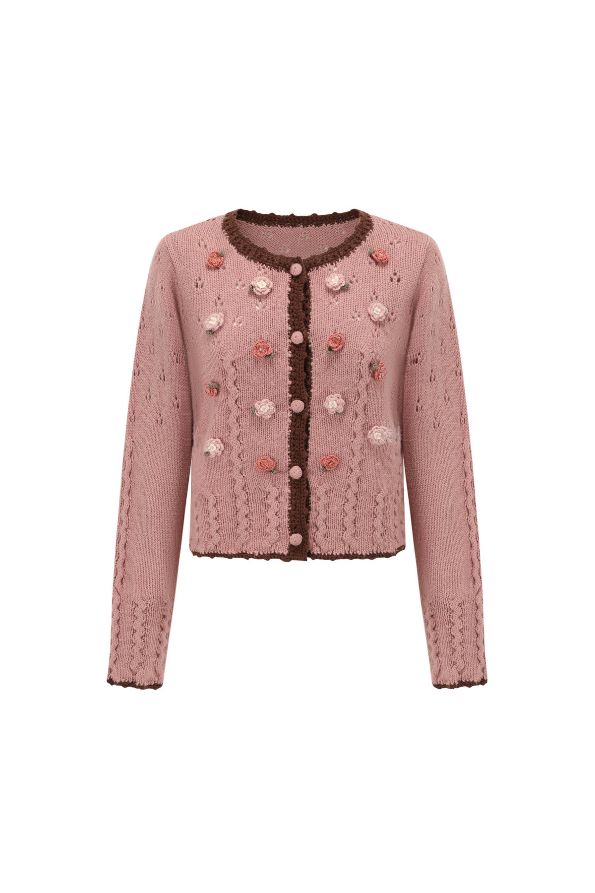 Wollstrick-Cardigan mit Blumenmuster und Kleid-Set