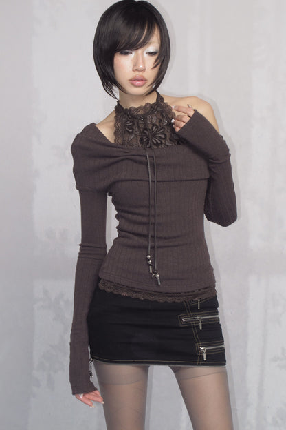 Lace Knit Layered-Look Inner Top