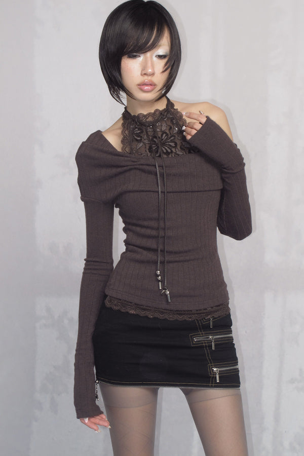 Lace Knit Layered-Look Inner Top