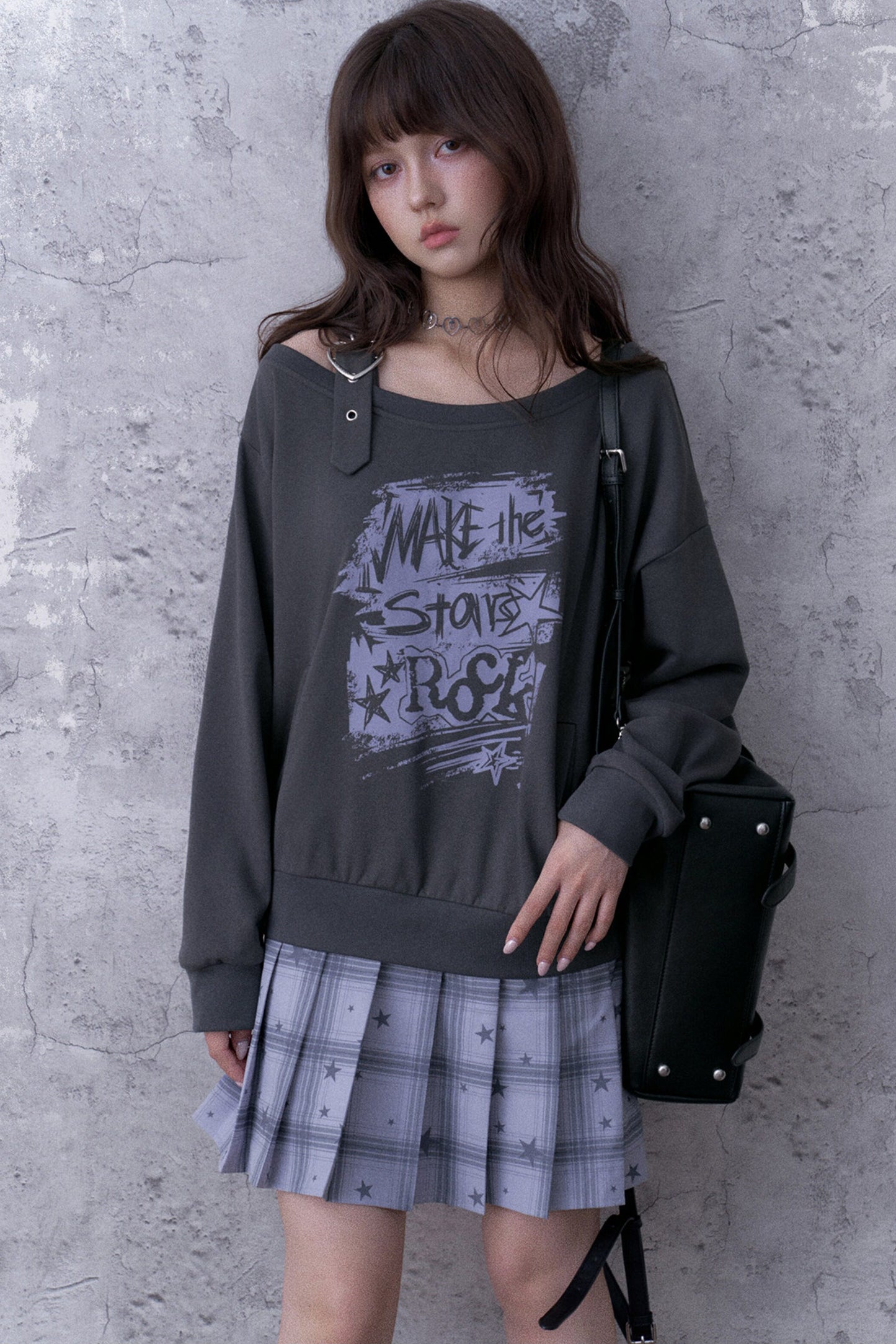 Graffiti Off-Shoulder Hoodie Dress