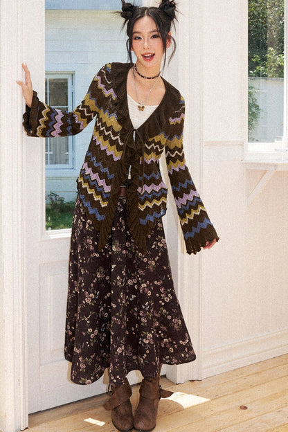 Vintage A-Line Elastic Waist Skirt