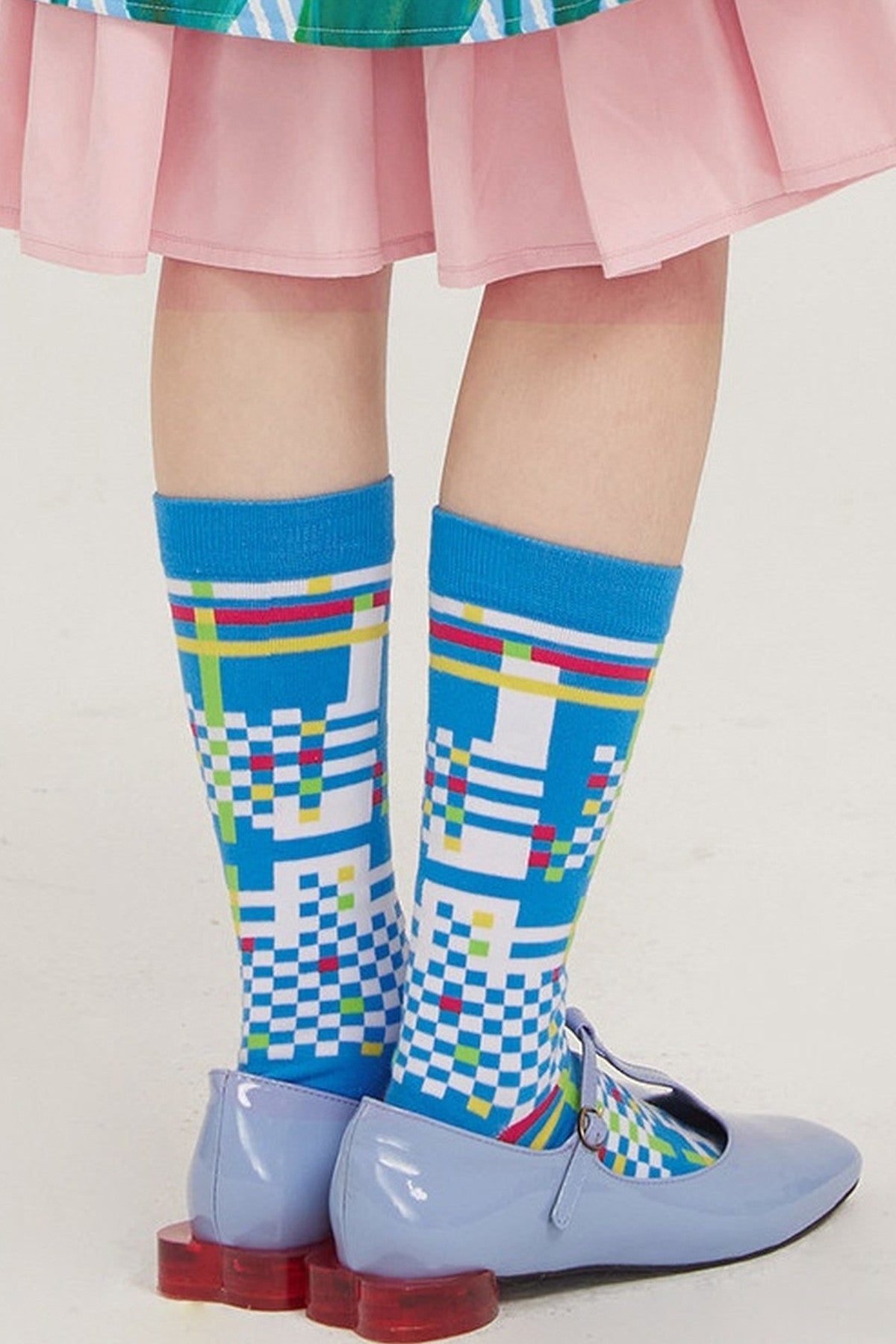 Plaid Heart Cotton Mid-Calf Socks