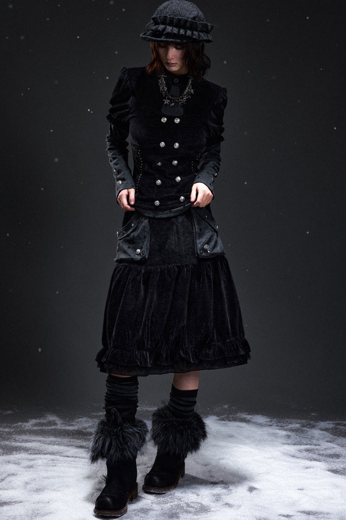 Light Corduroy Palace-Style A-Line Skirt