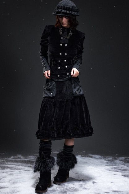 Light Corduroy Palace-Style A-Line Skirt