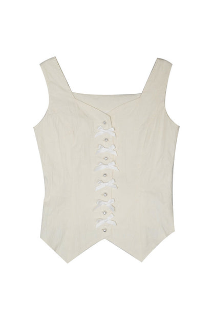 Butterfly Buckle Jacquard Cotton Vest