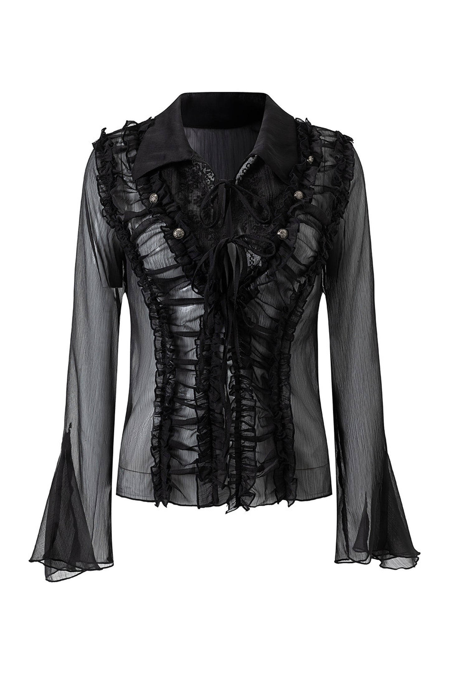 Sheer Chiffon Lace Blouse