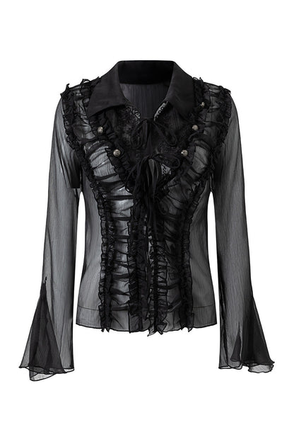 Sheer Chiffon Lace Blouse