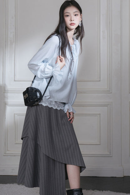 Lace Layered-Look Lyocell Blouse