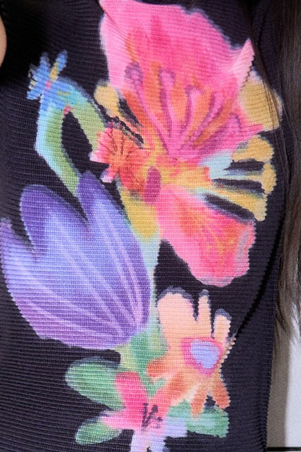 Floral Corn Pleat Knit Top