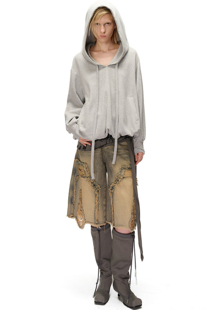 Bubble Cloud Floral-Shaped Loose-Fitting Pockets Hoodie