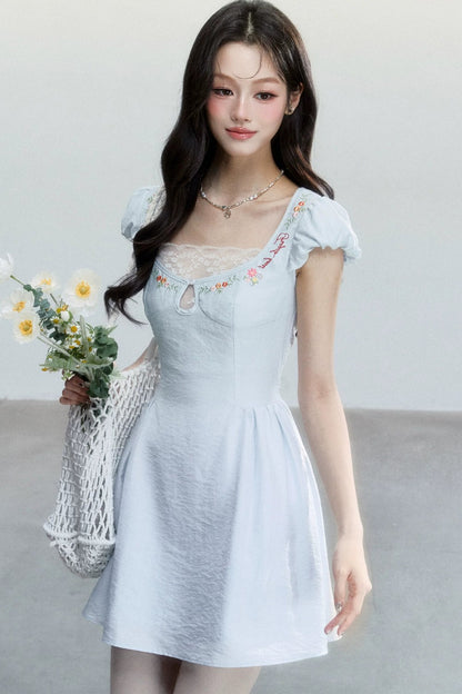 Summer Lace Embroidered Short Dress