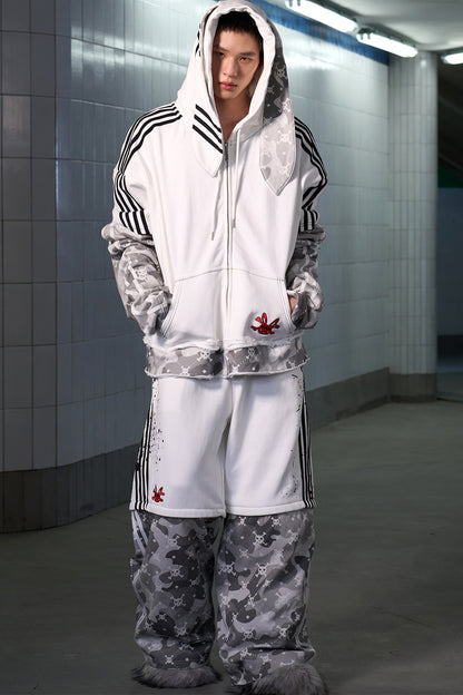 Skull Print Detachable Sweatpants