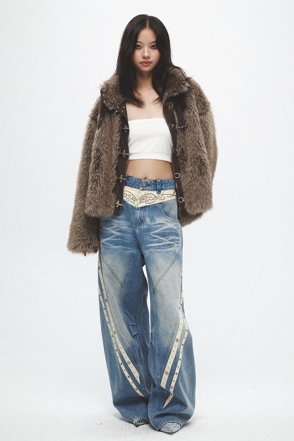 Striped Wide Leg Jeans