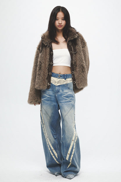 Striped Wide Leg Jeans