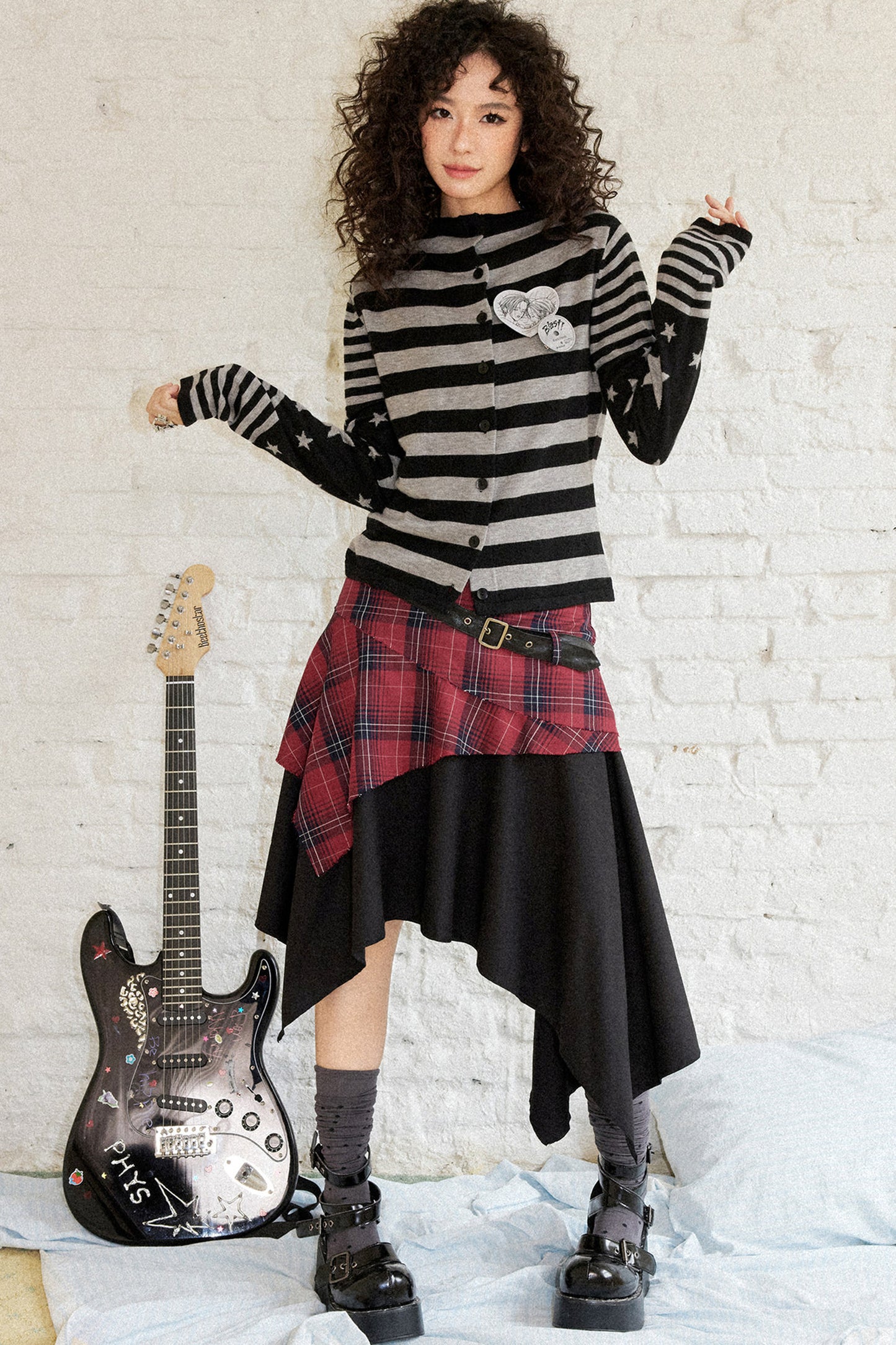 Karierter Patchwork-A-Linien-Rock