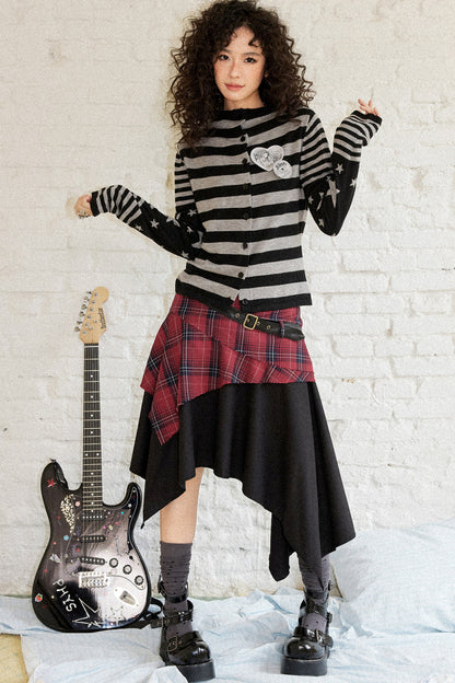 Karierter Patchwork-A-Linien-Rock
