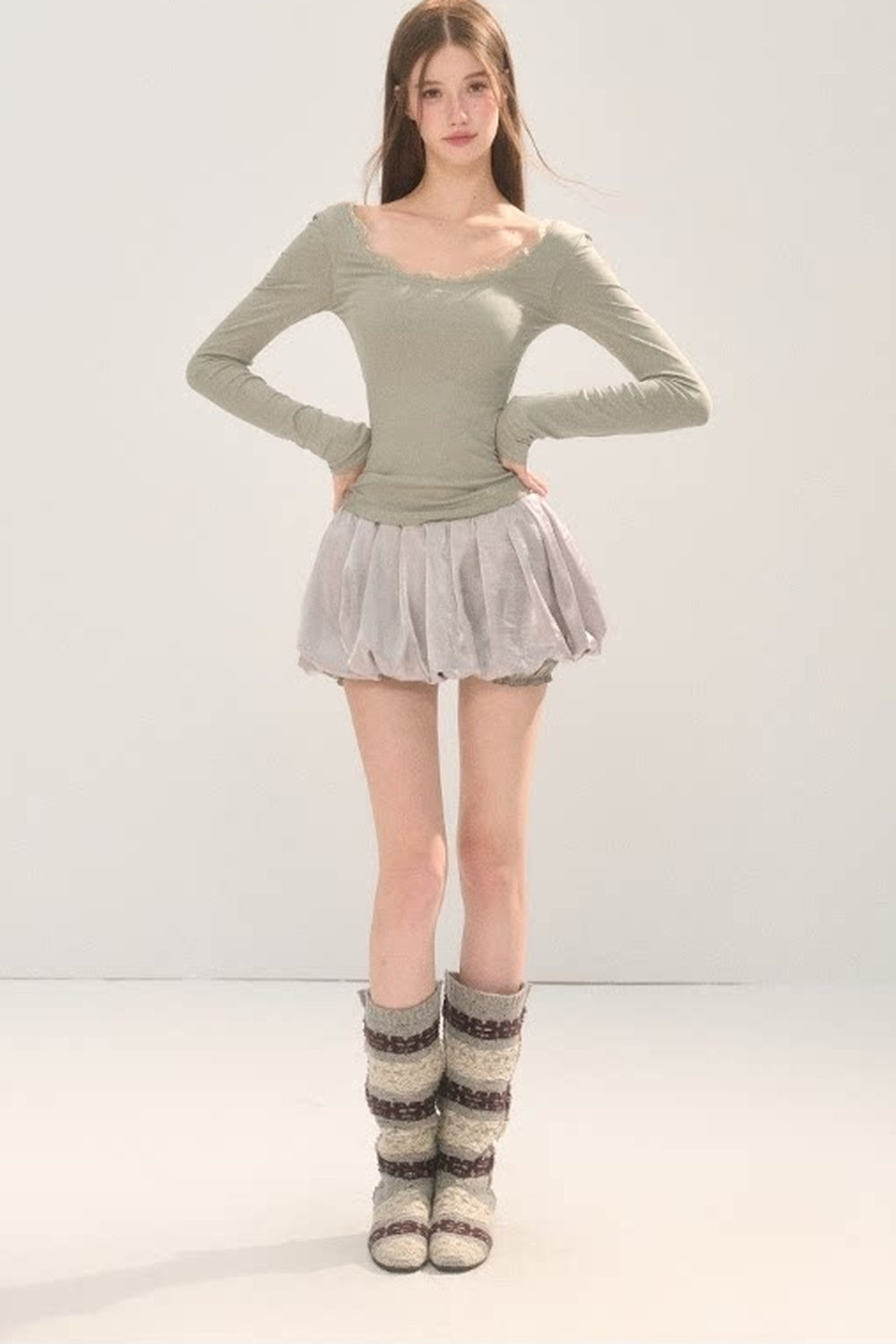 Open Back Long Sleeve Rayon Top