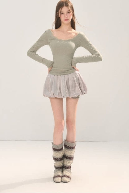 Open Back Long Sleeve Rayon Top