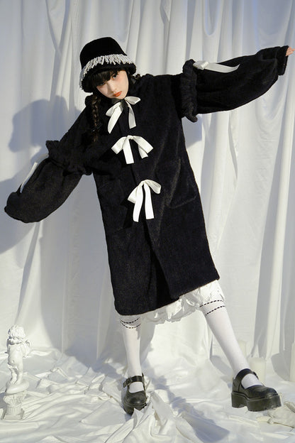 Bunny Ear Fluffy Bow Coat