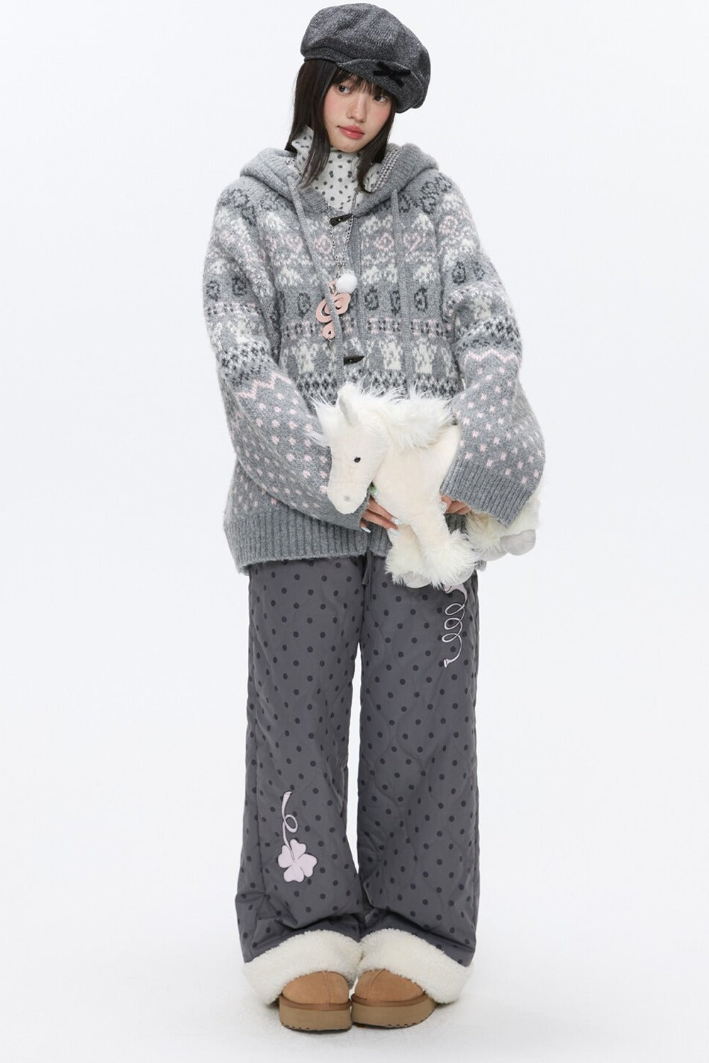 Fair Isle Duffle Button Cardigan