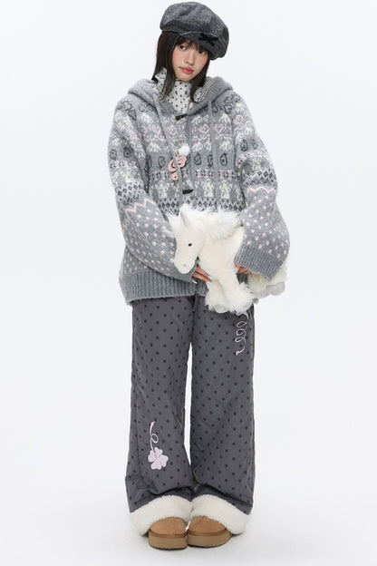 Fair Isle Duffle Button Cardigan