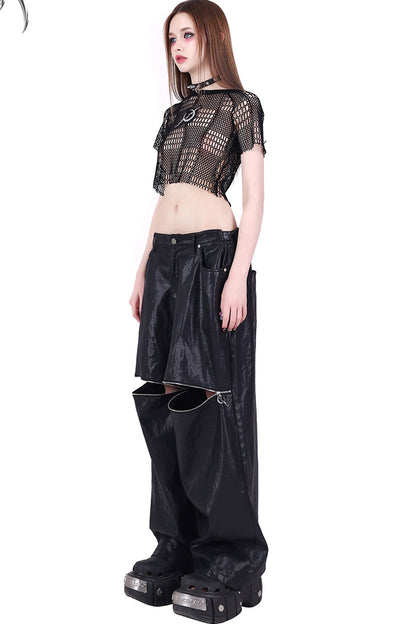 Geometric Mesh Rock Crop T-Shirt