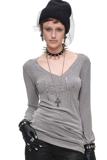 Studded Rhinestone Knit Top