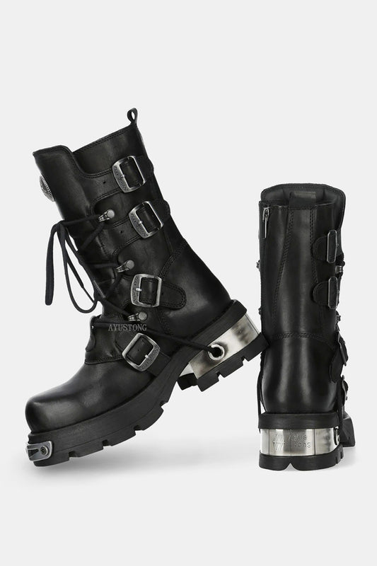 Punk Motorcycle Platform Boots