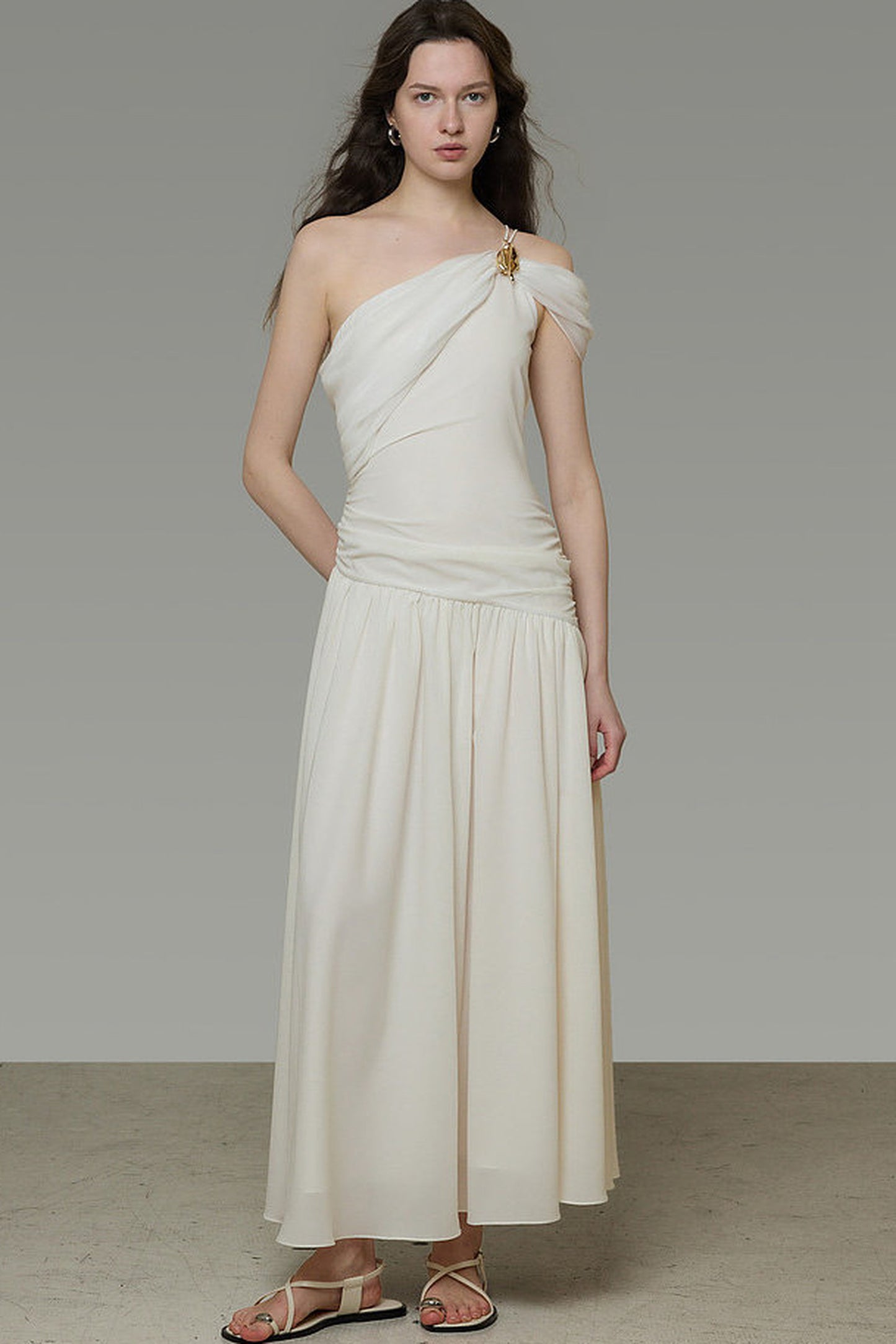Asymmetrical Buckle A-Line Dress
