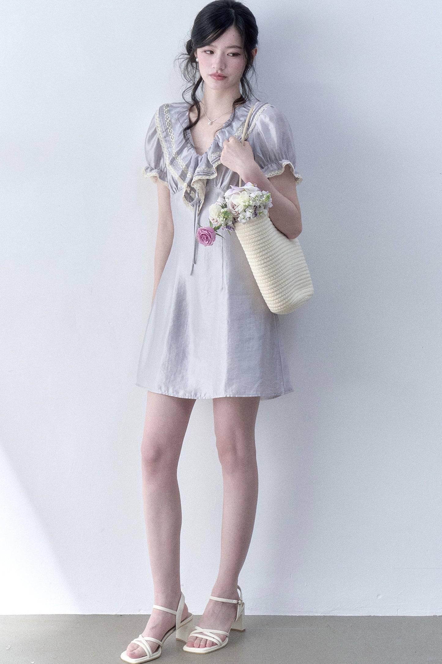 Moonlit Ruffled Puff Sleeve Dress