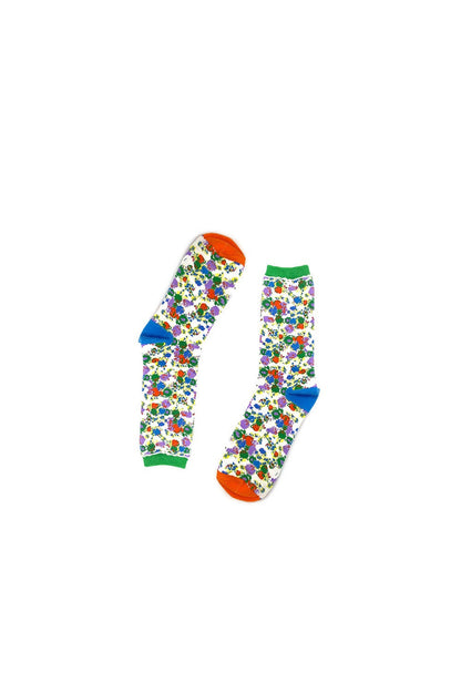 Pixel Floral Cotton Socks