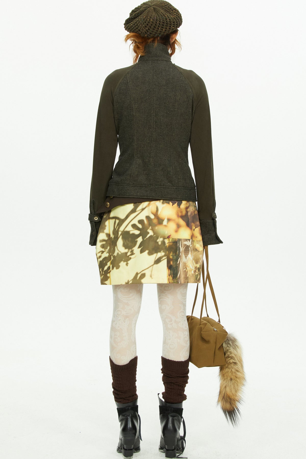 Low-Waist Tree Shadow Print Skirt