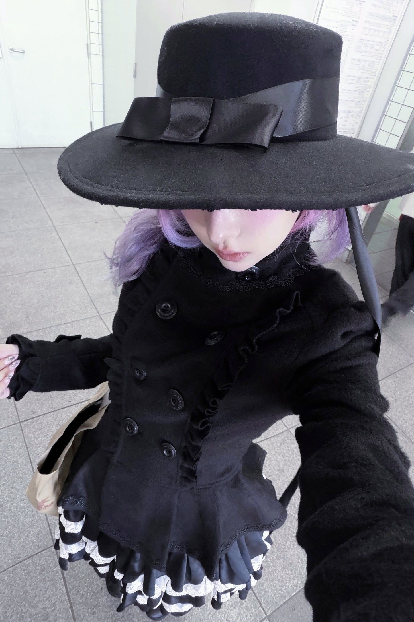 Detachable Bow Woolen Coat and Dress Set