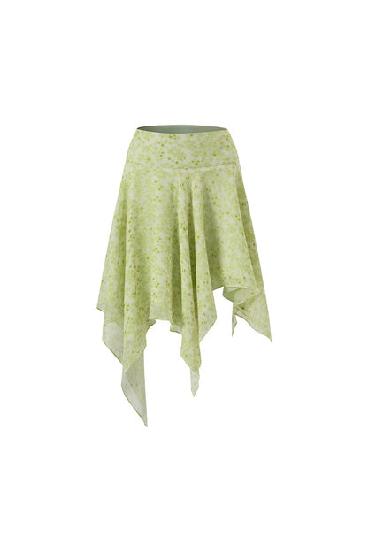 Retro Floral Ruffle Top Skirt Set-Up