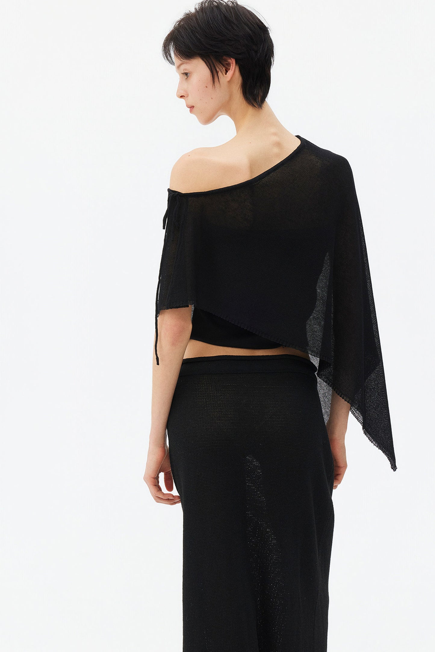 Irregular Linen Asymmetrical Cape Set-Up