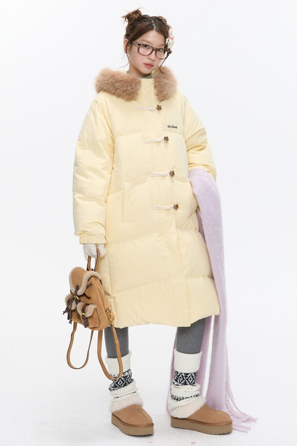 Cream Yellow Horn Button Down Coat