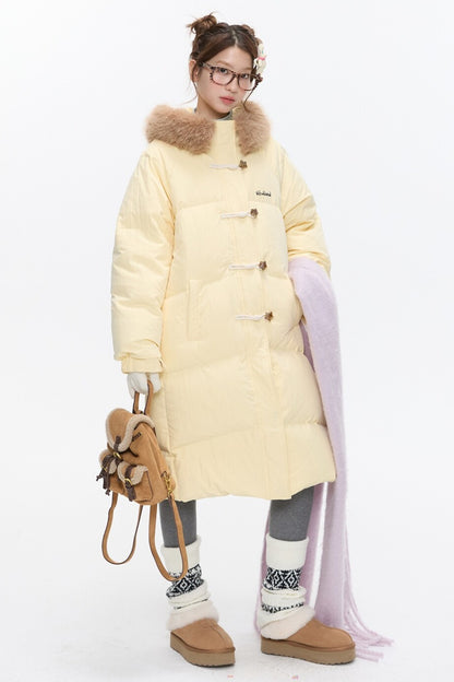 Cream Yellow Horn Button Down Coat