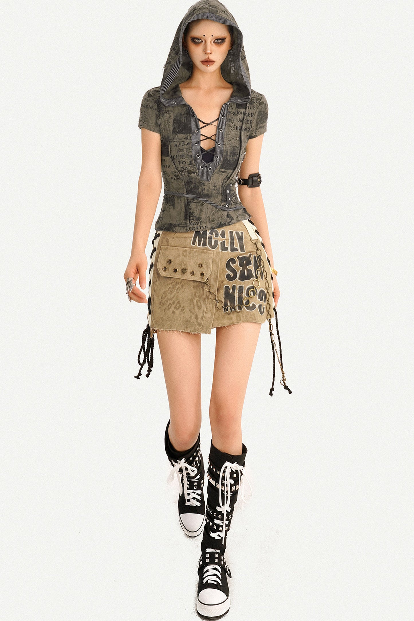Retro Distressed Hooded Top