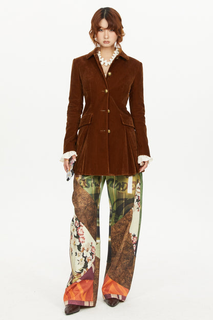 Patchwork Print Scimitar Pants