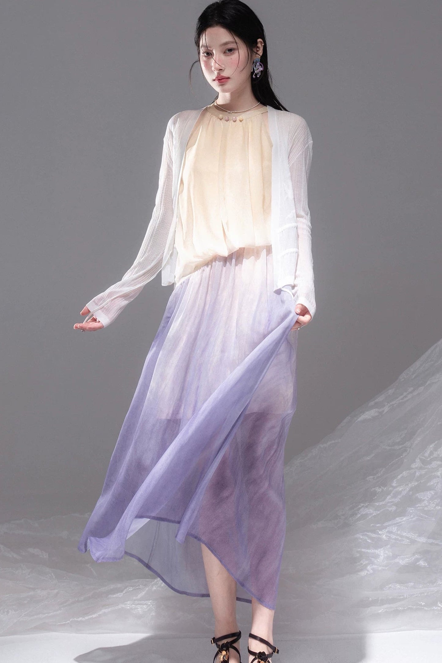 Gradient Sunset Halter Dress