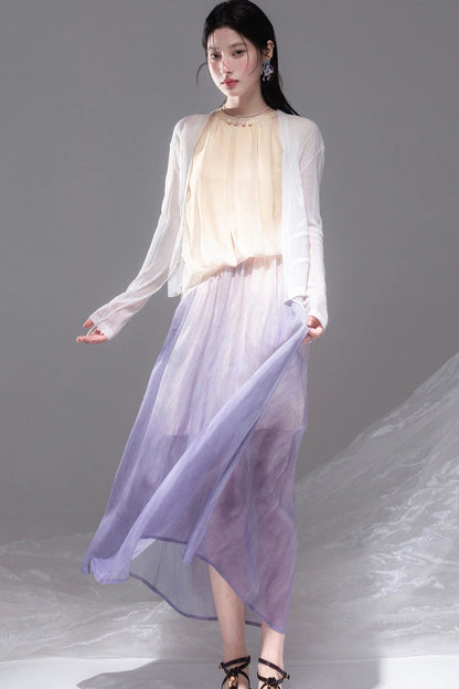 Gradient Sunset Halter Dress
