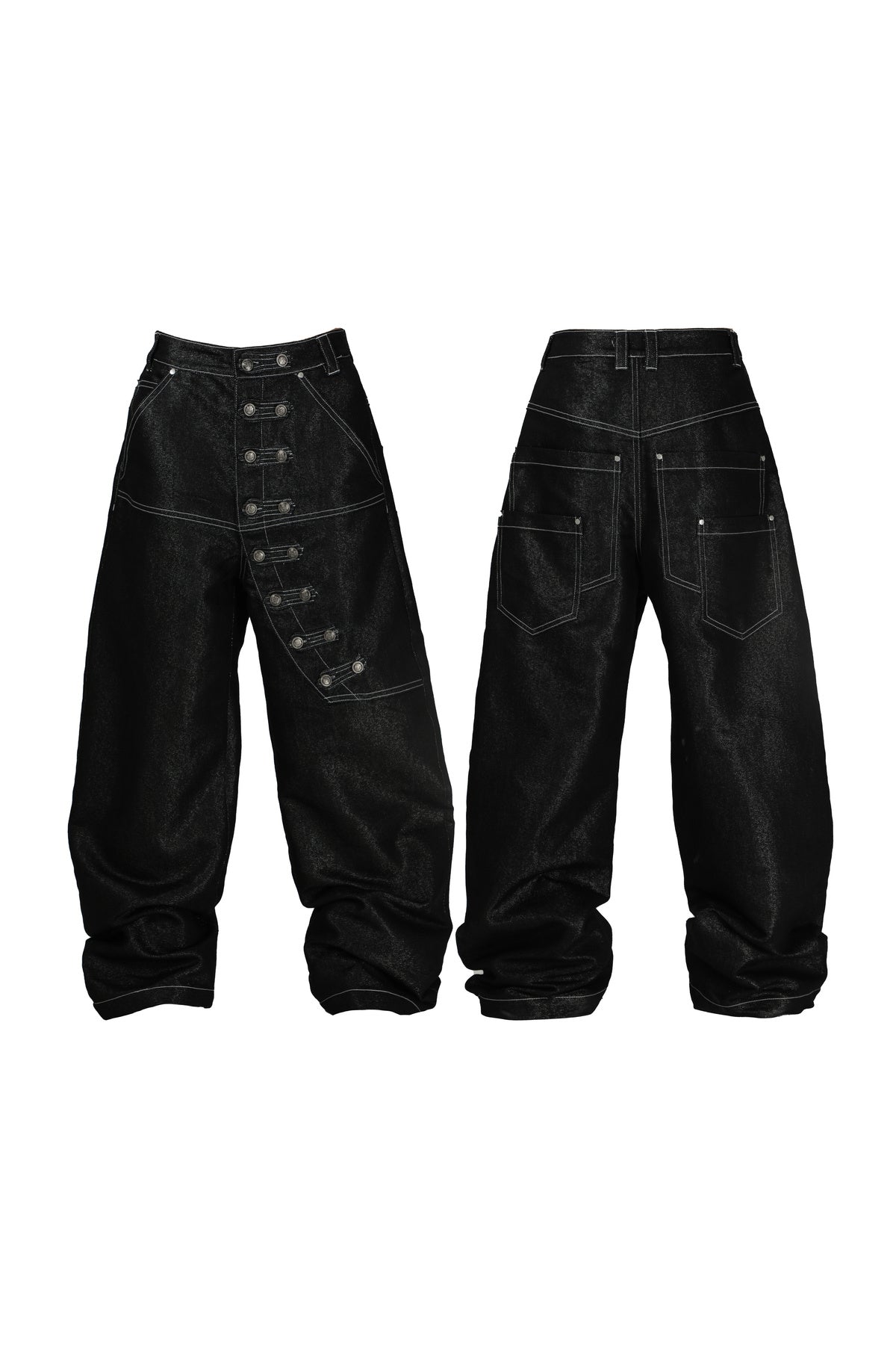 Tailored Buttoned Contrast Stitch Jeans