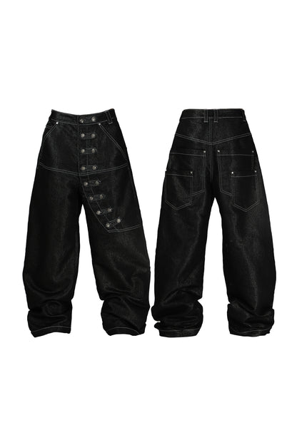 Tailored Buttoned Contrast Stitch Jeans