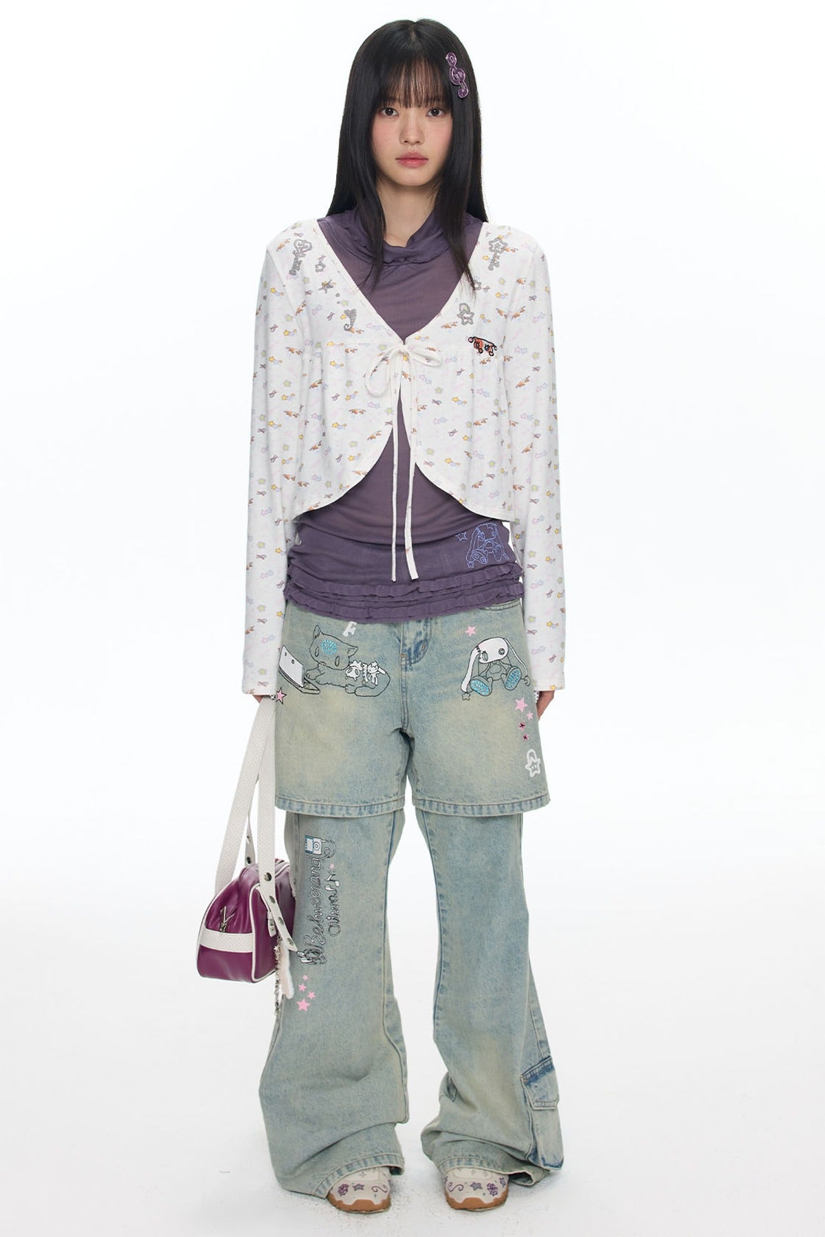 Snowflake Embroidered Cashmere Cardigan