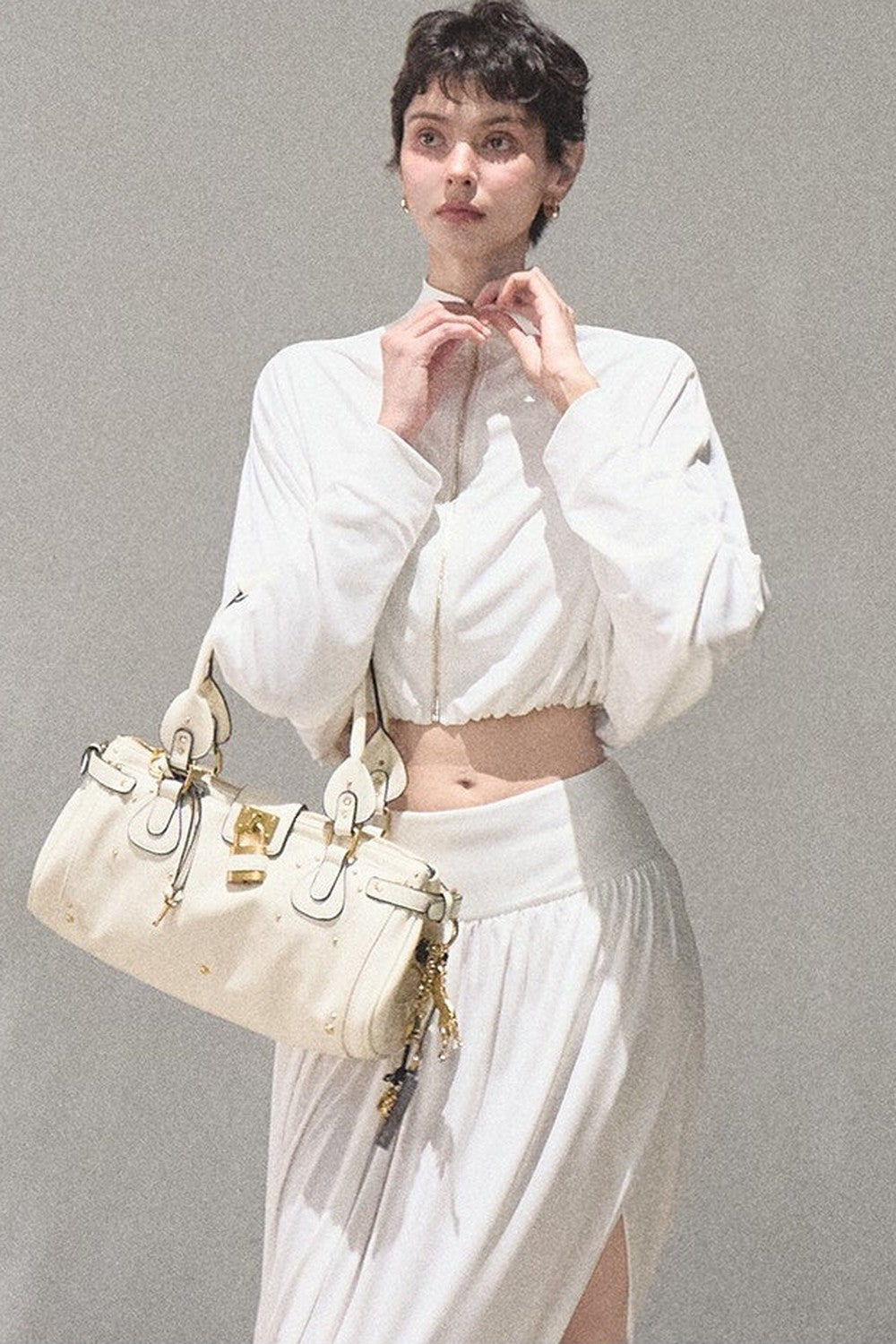 Cooling Batwing Sleeve Blouse and Skirt Set