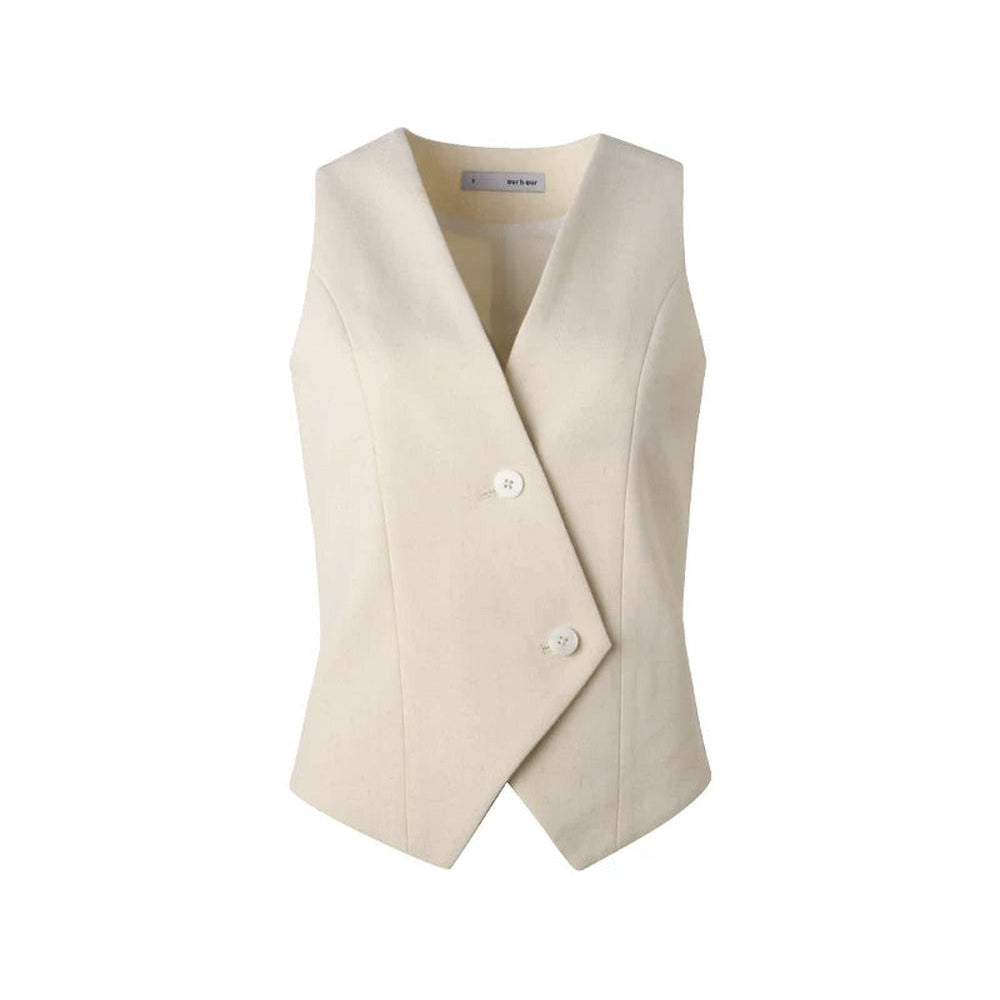 Completo gilet e shorts in lino color albicocca