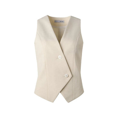 Completo gilet e shorts in lino color albicocca