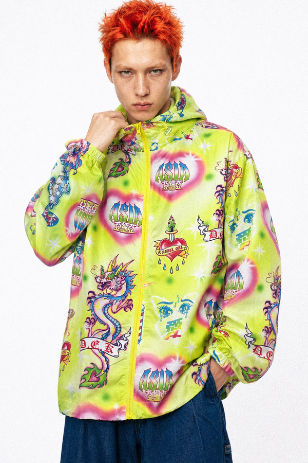 Showa Tattoo Print Teflon Shell Jacket