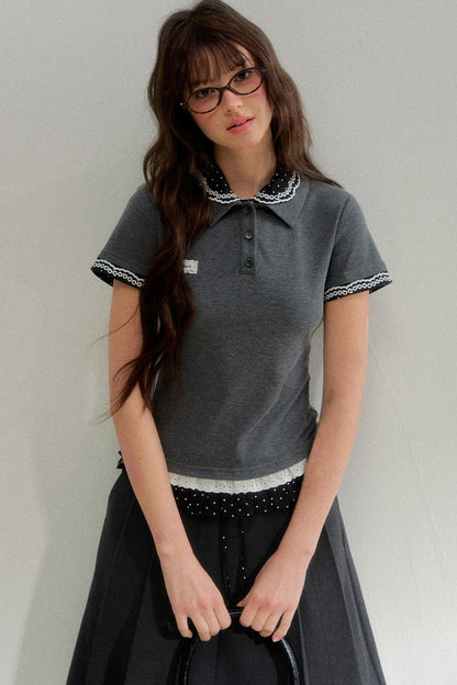 Retro Knit Polka Dot Polo