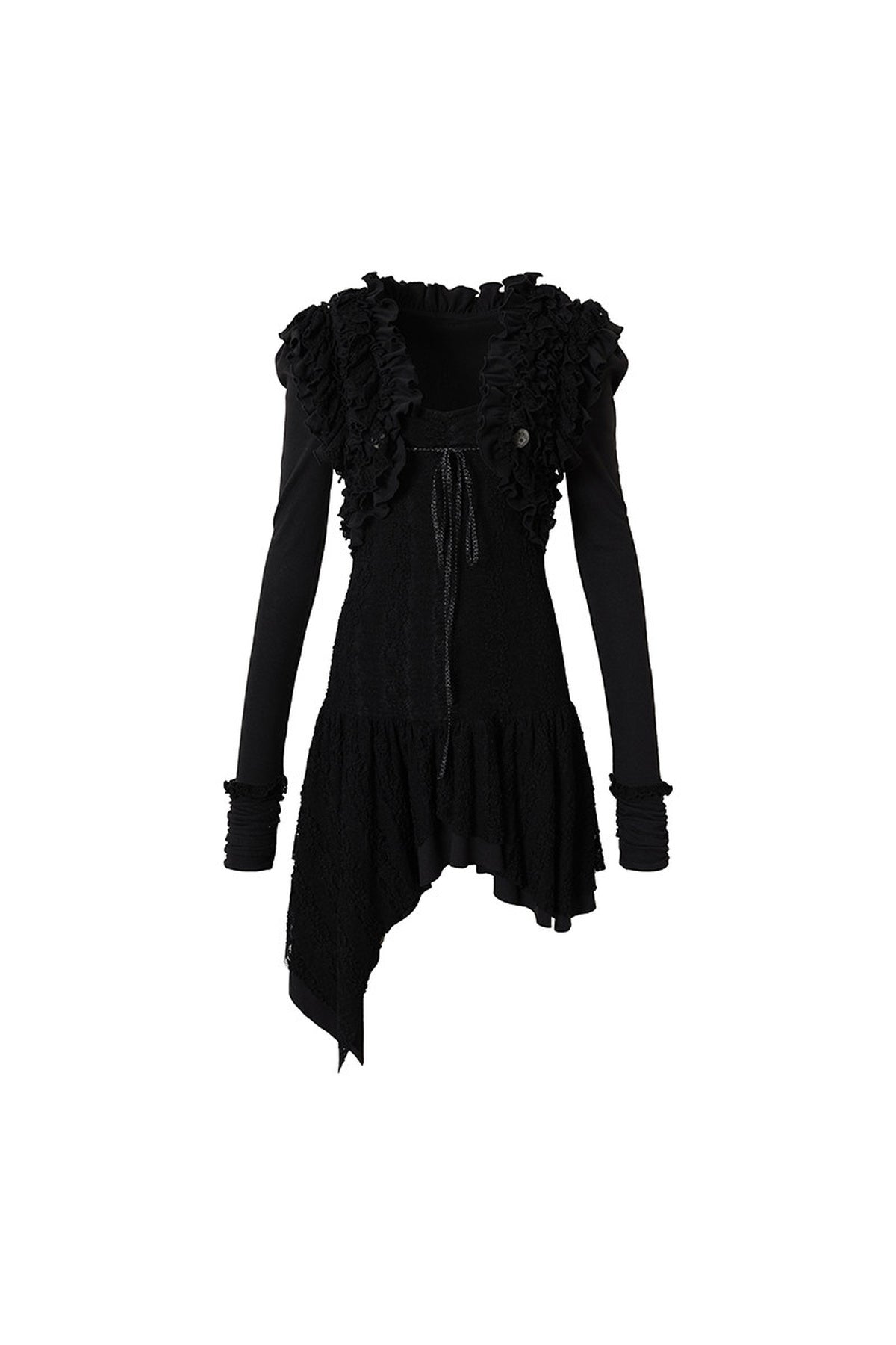 Punk Print Layered-Look Ruffle Irregular Dress
